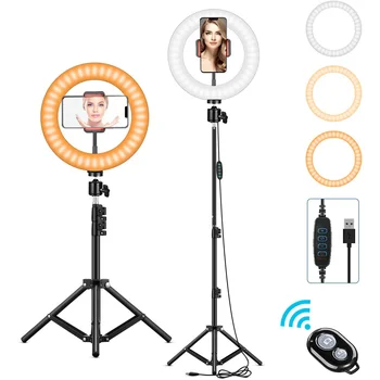 LED צילום וידאו טבעת אור המצלמה צילום סטודיו מעגל Selfie למלא את תאורת הטלפון מנורה עם חצובה Stand For Youtube לחיות