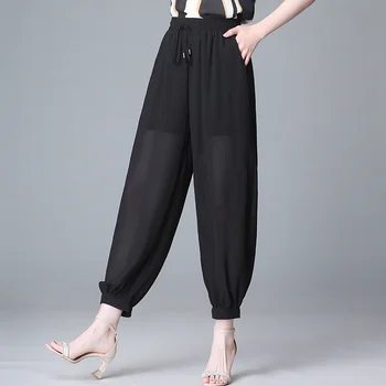 אופנה נשים מכנסיים 2023 חדש האביב הקיץ הקוריאני אלגנטי נשי מזדמן מוצק גבוהה המותניים חופשי מתבגר מכנסיים מקסימום G2