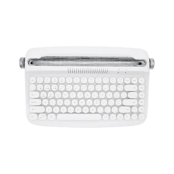 אלחוטית מקלדת מכונת כתיבה רטרו מקלדת Bluetooth USB מכני Keycaps עבור מחשב שולחני/מחשב נייד לבן