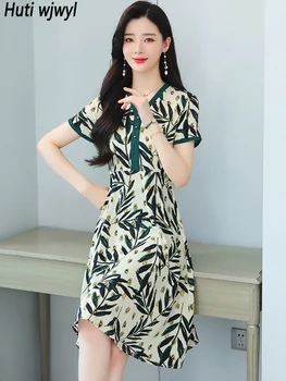 הקיץ קצר השרוול V-צוואר מסיבת Midi שמלה לנשים אופנה מזדמנים שמלת החוף 2023 קוריאנית אלגנטי Bodycon יוקרה הנשף Vestido