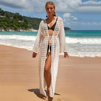 על החוף אמבטיה עודפים נשים מתלבשות בנות 2023 קיץ חדש תחרה נקודה סוודר רופף חלוק רקום ביקיני מוצק פוליאסטר