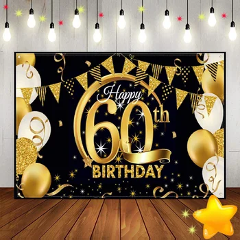 שמח יום הולדת 60 הזהב רקע תמונה קישוט מותאם אישית רקע בלון כחול זהב צילום תפאורות גבר כתר המלכות